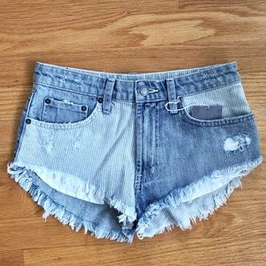 LF 2tone Stripe and Denim Mini Short